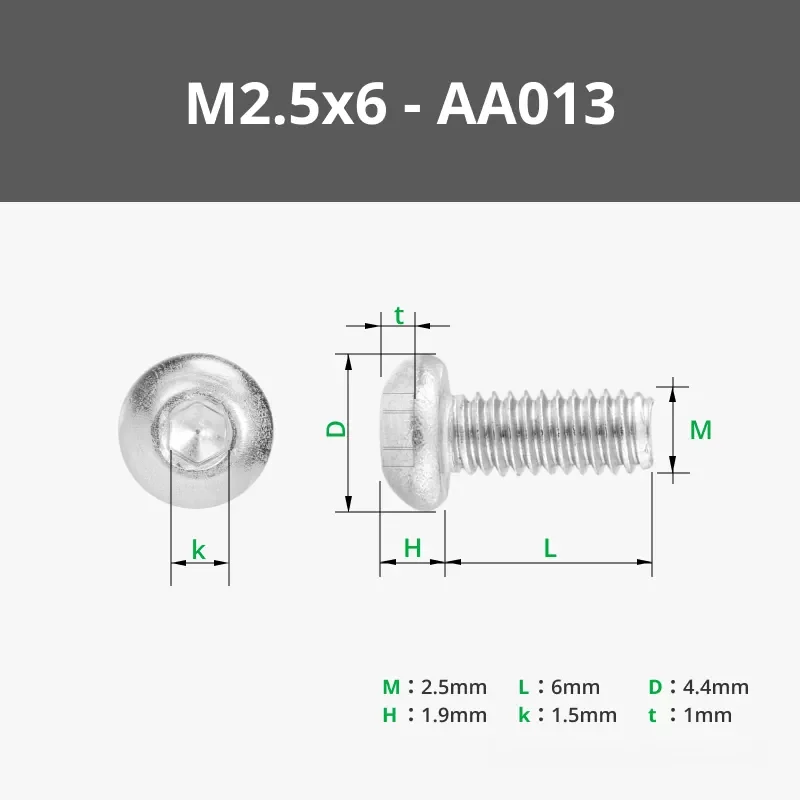 Оригинальный новый винт с полукруглой головкой M2.5x6 AA013 для 3D-принтеров Bambu Lab, специальные стандартные детали. (art.: 3920dcb9c4fa4) - 3920dcb9c4fa4