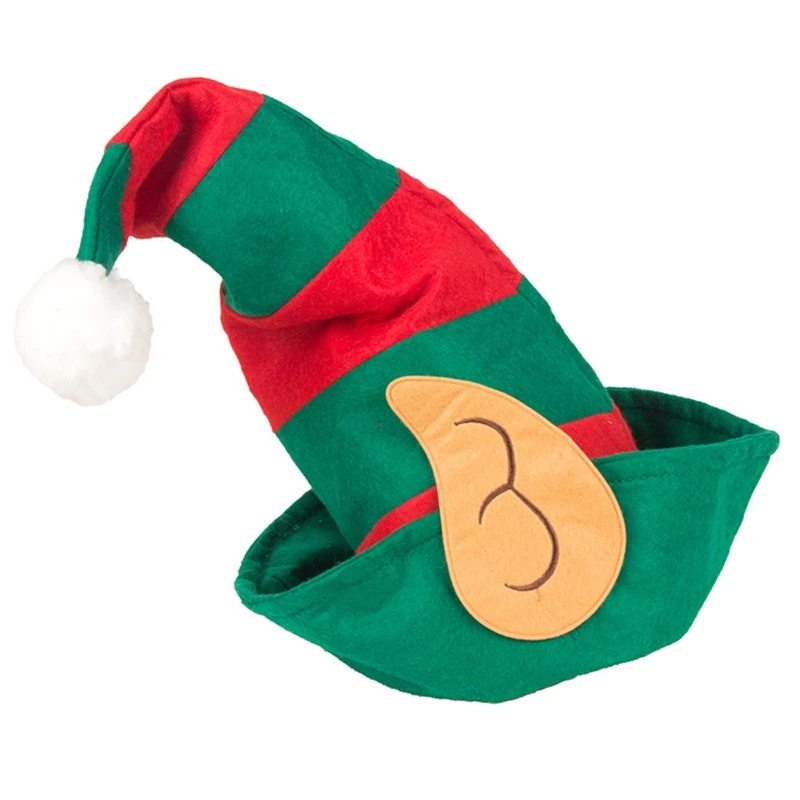 

Шляпа Elf Santa, шляпа клоуна, шляпа в красно-зеленую полоску с ушками, украшения для рождественской вечеринки, праздничные головные уборы для к...