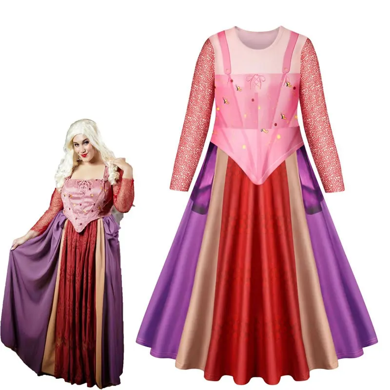 

Hocus Pocus Dress For Teen Girl Cosplay Costume 2022 Halloween Kid Up Cartoon Print Frock Children Tunic