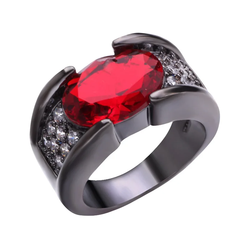 

2022 Fashion Black Plated Icon New In Ring For Women Men Diamond Inset Ruby Personality Ring Jewelry Christmas Party Party Gift