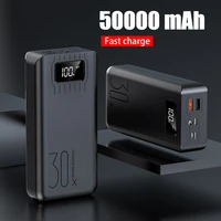 power bank 50000mah portable charger led typ c external battery power bank pd two way fast charging poverbank for android phones