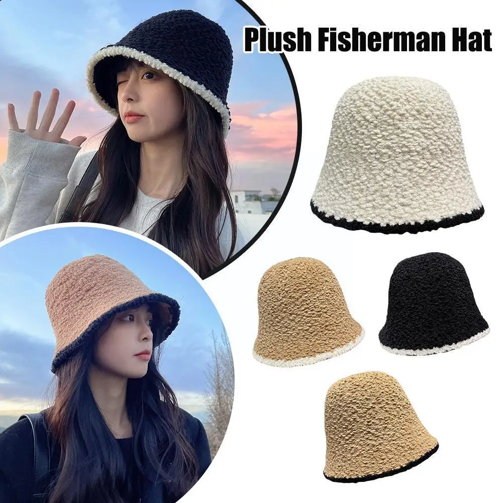 

Модная плюшевая Рыбацкая шапка осень-зима плотная вязаная овечья шерсть в стиле хип-хоп для женщин аксессуар для костюма подарки зима Бонн ...