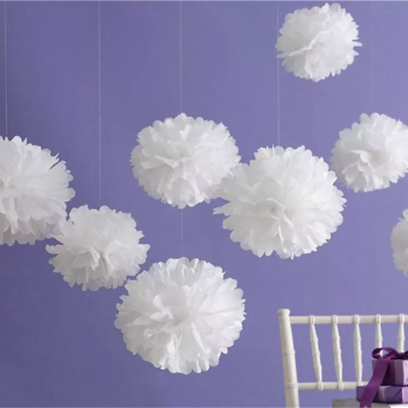 

5PCS Handmade 6''(15CM) Tissue Paper Pom Poms Paper Flower Ball For Home Garden Party Wedding Birthday&Wedding Car D