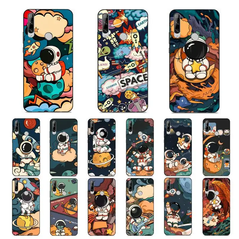 

FHNBLJ Cute Star Astronaut Phone Case for Huawei Y 6 9 7 5 8s prime 2019 2018 enjoy 7 plus