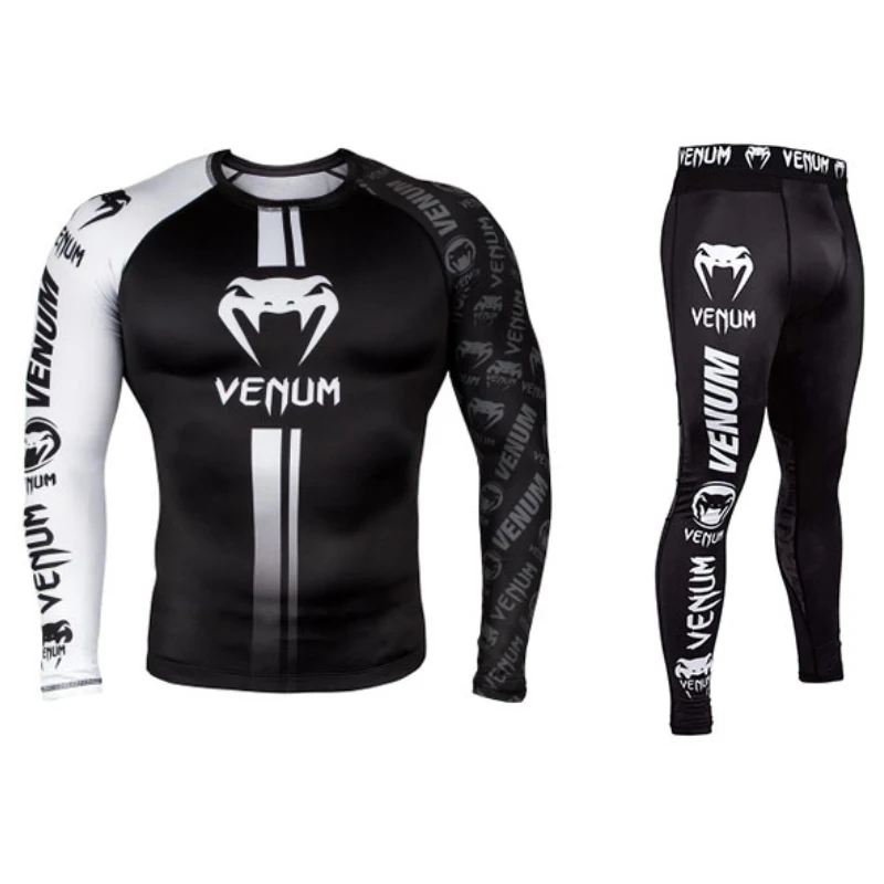 Boxing Two Piece Suit Tights Fight Fighting Training Sets Long Sleeved Sanda Tops and Fitness Trousers Muay Thai Quick Drying