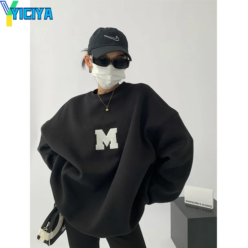 YICIYA letter Print Hoodies Casual Sweatshirt Japanese Streetwear Pullover Fashion Harajuku Men Women Oversized Tops y2k clothes