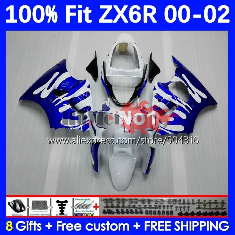 

OEM Body For KAWASAKI NINJA ZX 6R 636 600 CC 6 R 70MC.9 ZX-6R ZX636 ZX6R 00 01 02 2000 2001 2002 Injection Fairing blue glossy