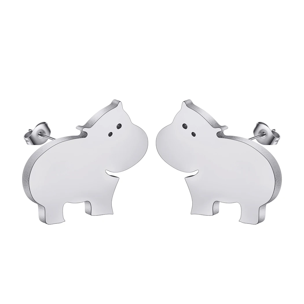 QIMING крошечные серьги-гвоздики в виде бегемота женские и детские ювелирные