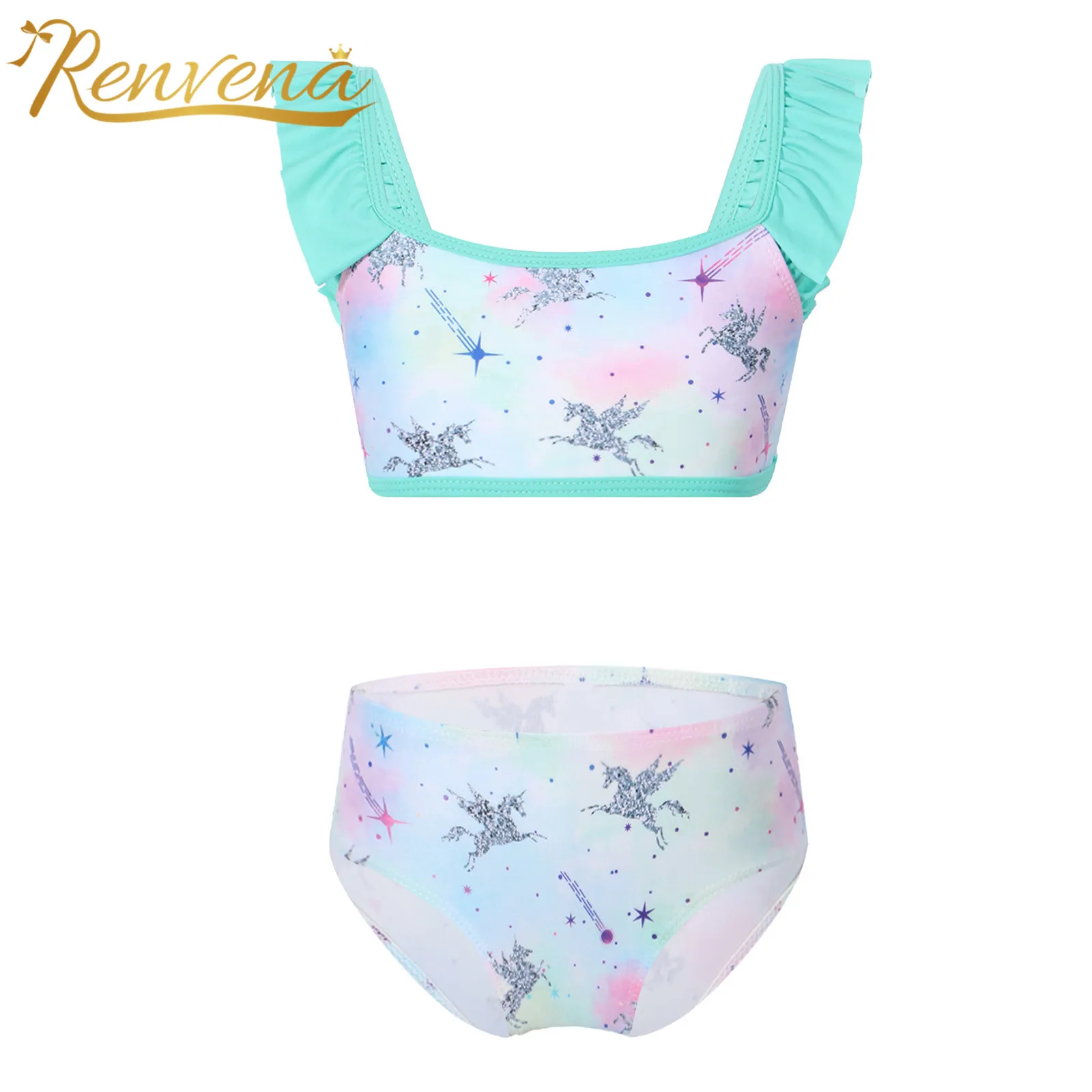 

2-8Y Little Girls Two Pieces Swimwear Mermaid Swimsuits Kids Fish Scales Tankini Swimsuit Children Bathing Suit Summer Beachwear