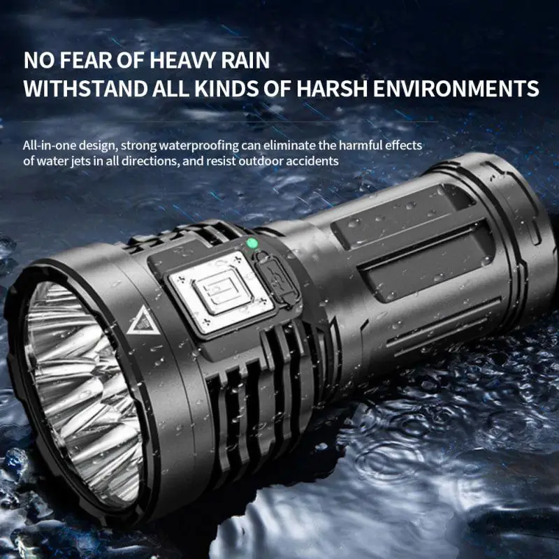 

8 светодиодных суперъярких фонарей, мощный светодиодный фонарик, перезаряжаемый светодиодный фонарь COB, босветильник, 5 режимов, уличный фон...