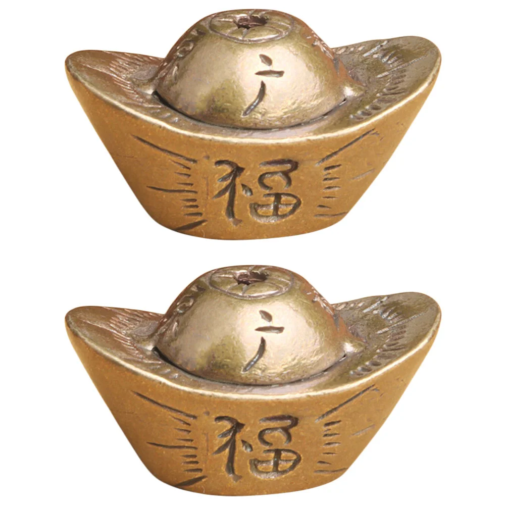 

Статуэтка из латуни в форме китайского богатства, слитки юаня Бао, декор фэн-шуй, настольные подвески, талисманы на удачу, украшения на удачу