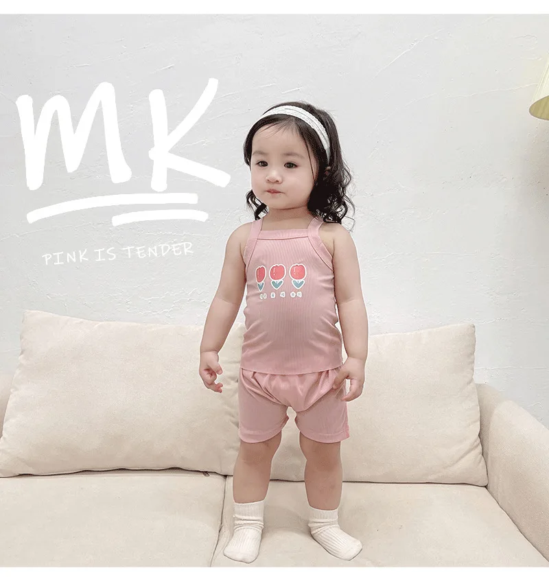 

Children's pajamas summer baby shorts suit boys and girls vest home service ice silk thin section