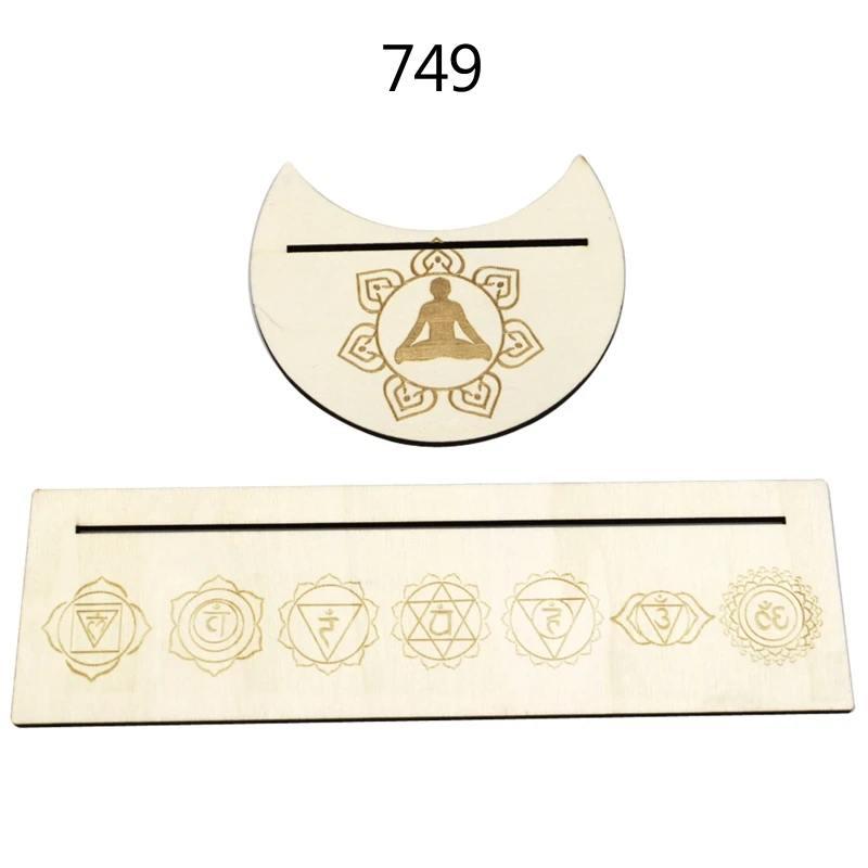 

Moon Shape Altar Card Stand Display Rectangle Wooden Card Tarot Holder Wiccan Decoration for Witch Divination Tools