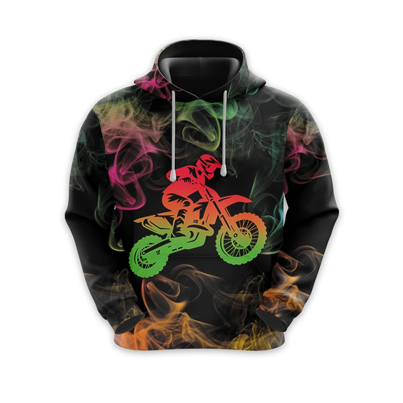 Fashion Motorcycle Pattern Hooded Sweatshirt Vintage Autumn Long Sleeve Mens 3D Printed Hoodies Loose Streetwear Pullovers Tops