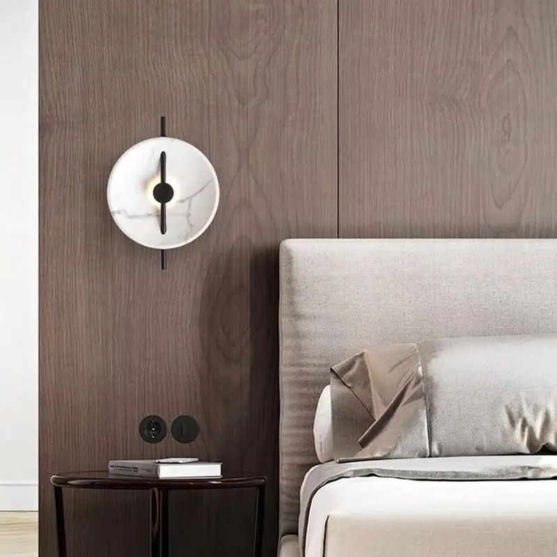 

Светодиодный настенный светильник из смолы, Скандинавская декоративная лампа с имитацией мрамора для гостиной, Современный дизайнерский креативный студийный светильник