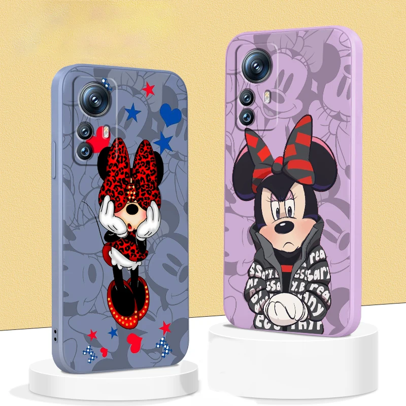 

Phone Case For Xiaomi Mi 12T 12S 12 12X 11i 11T 11 10 10S 10T Pro Lite Ultra 5G Minnie Mickey Mouse Disney Liquid Rope Funda