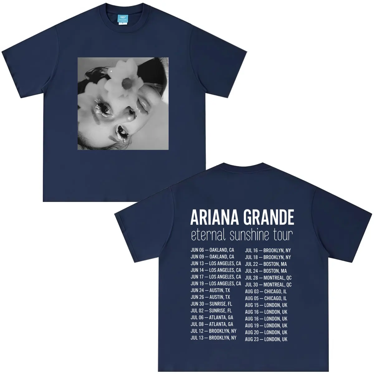 Фото Футболка с принтом Ariana Grande The Eternal Sunshine Tour 2026, модная футболка для мужчин и женщин, летние повседневные свободные хлопковые футболки в стиле хип-хоп №3
