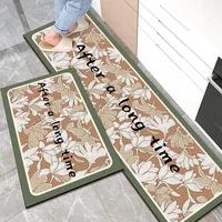 Kitchen Mat Pu Leather Floor Mats Non-Slip Anti-Fatigue Rugs Pvc Foot Pad Disposable Wipeable Living Room Bedroom Floor Carpet
