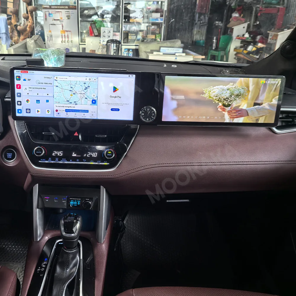 Фото 24,6-дюймовый автомобильный радиоприемник Carplay для Toyota Corolla Cross 2017-2024 Android Auto стерео мультимедийный GPS-навигатор головное устройство двойной экран №5