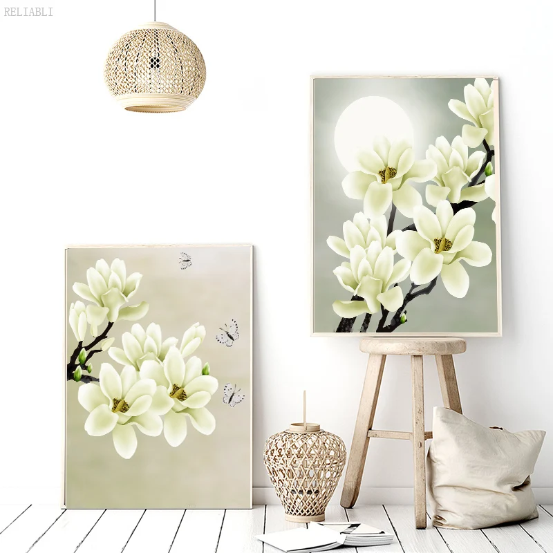 

Настенная картина в скандинавском стиле, постер с цветами, бабочками, Настенная картина, современная картина для дома, гостиная