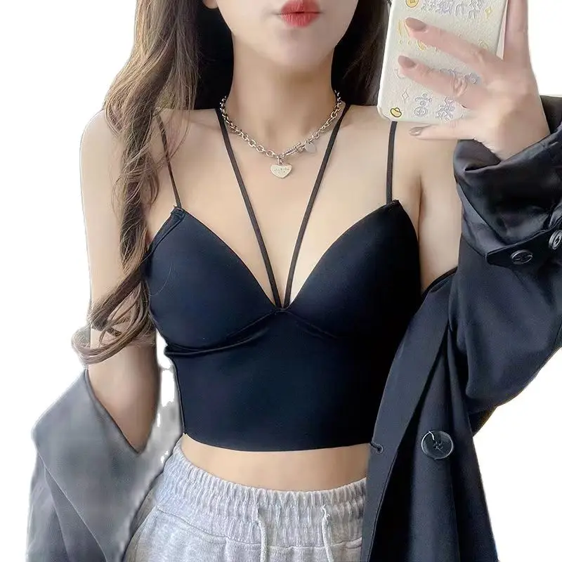 

Seamless Top Women's No Steel Ring Comfortable Lifting Sling Inside Wear Outside Beautiful Back Bra Thin Sexy With Chest Pad