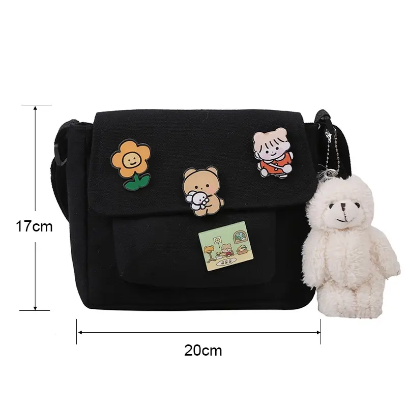 Cute Canvas Small Bag Female Japanese Harajuku Diagonal Bag Wild Student Girl Shoulder Bag Crossbody Casual Bags For Women Gift