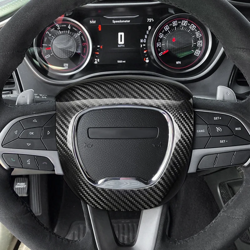 Накладка на руль автомобиля из углеродного волокна для Dodge Charger Challenger Durango Jeep Grand