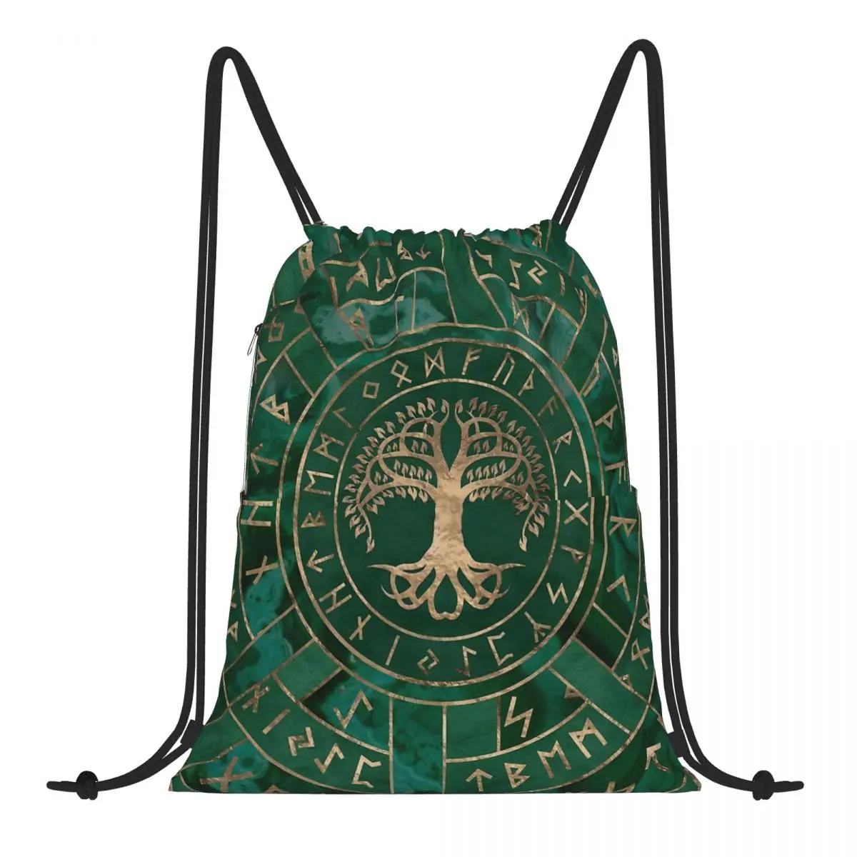 

Yggdrasil And Futhark Malachite Scarf Vikings Viking Backpack Bundle Pocket Shopping Bag Outdoor Camping Storage Bag For Boys