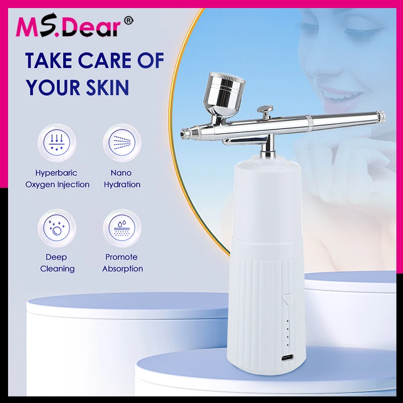

Ms.Dear 0.3mm Facial Airbrush Compressor Water Oxygen Injector Nano Fog Mist Sprayer Gun For Nail Tattoo Craft Cake Air-Brush