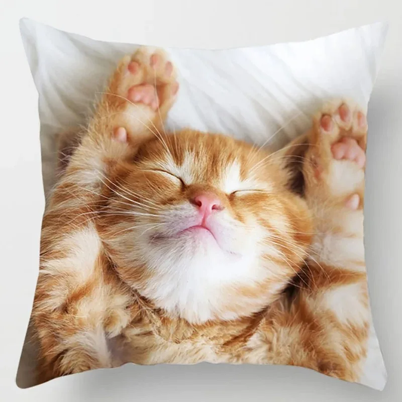 Наволочка полиэстер велюр с котом 40x40 см