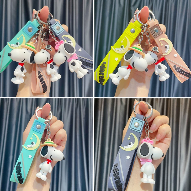 

New Anime Snoopys Cartoon Kawaii Doll Keychain Cute Puppy Model Keyring Car Key Bag Charm Pendant Jewelry Gift Toys for Children