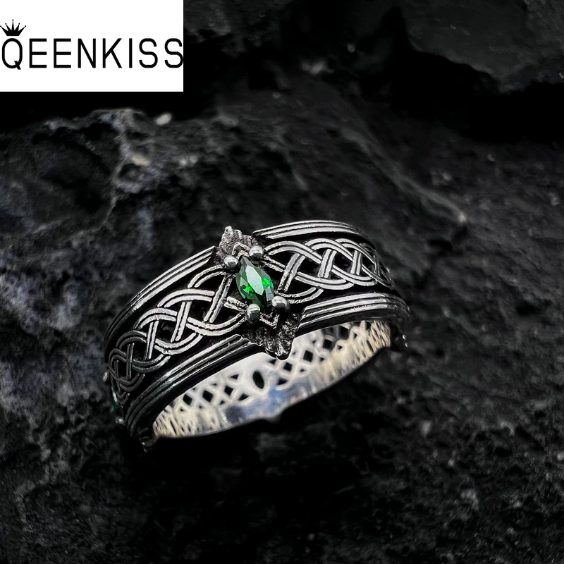 

QEENKISS RG6892 Fine Jewelry Wholesale Fashion Lovers Couple Bestie Party Birthday Wedding Gift Protect Zircon Tai Silver Ring