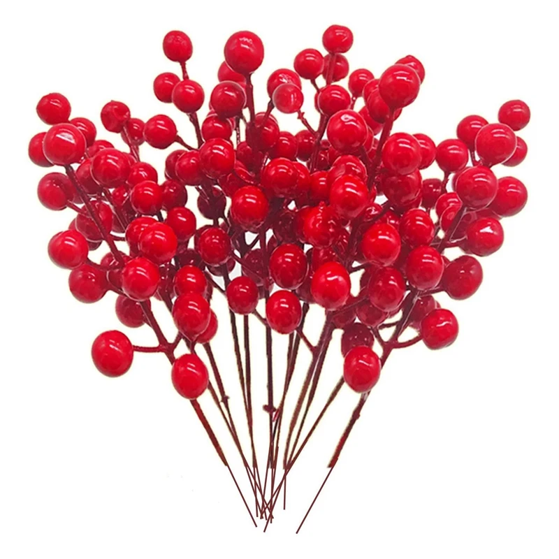 

Red Berry Stems,24 Pack 7.9 Inch Artificial Christmas Berries Holly Picks Branch For Christmas Tree,DIY Wreath,Party