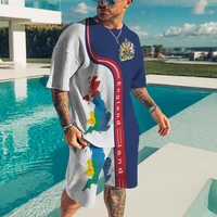 2022 summer mens suit short sleeved o neck t shirt shorts two piece set casual jogging fitness sportswear mens fashion suit