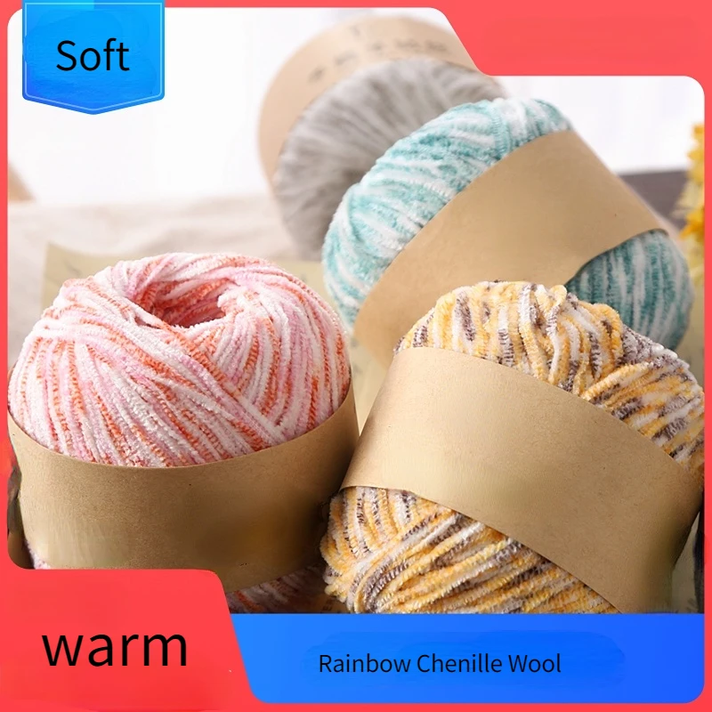 

Rainbow Chenille Wool 40G/Ball Self Knitting Handmade DIY Scarf Thick Thread Soft Hook Woven Wool Crocheting Yarn Scarf for Gift