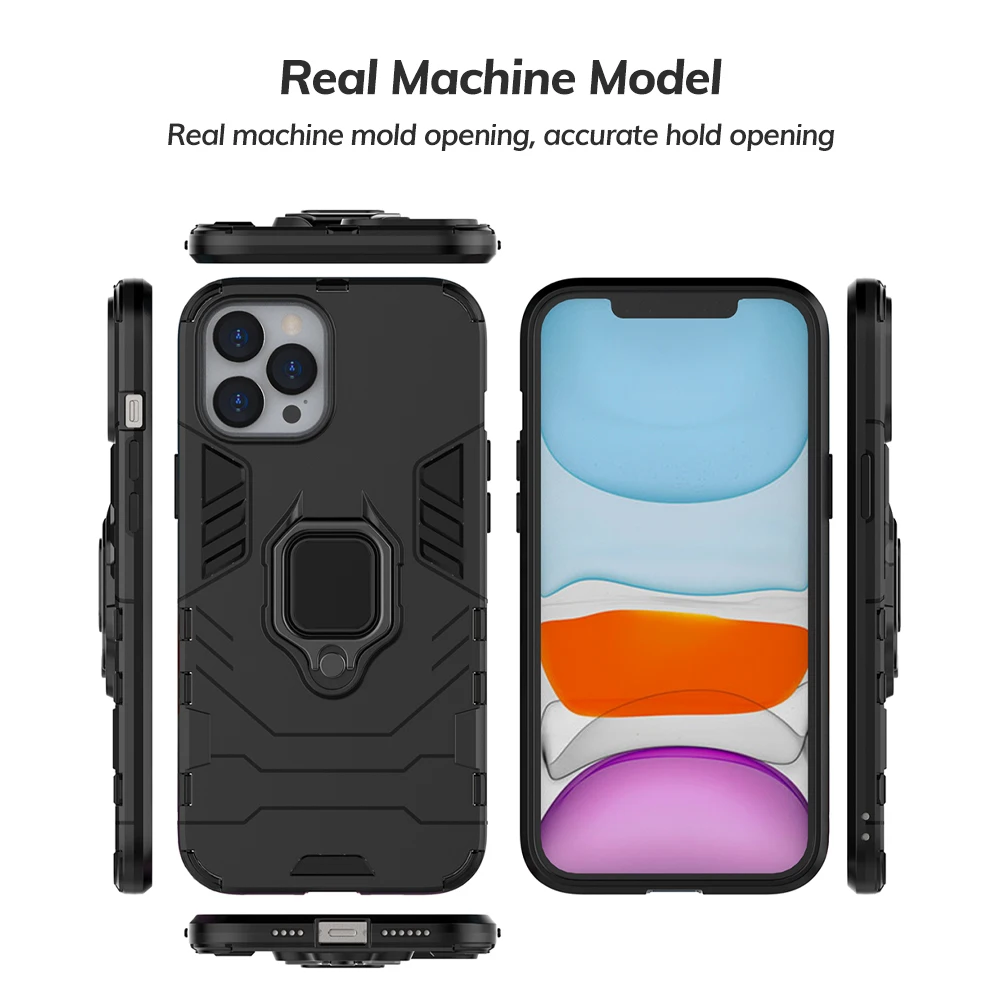 UFLAXE Original Shockproof Case for Apple iPhone 12 / 12 Pro / 12 Pro Max / 12 Mini Back Cover Hard Casing with Ring Stand enlarge