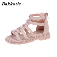 grils princess sandals 2022 summer children fashion party shoes high top rome baby shoes kids flats heart pink toddler soft sole