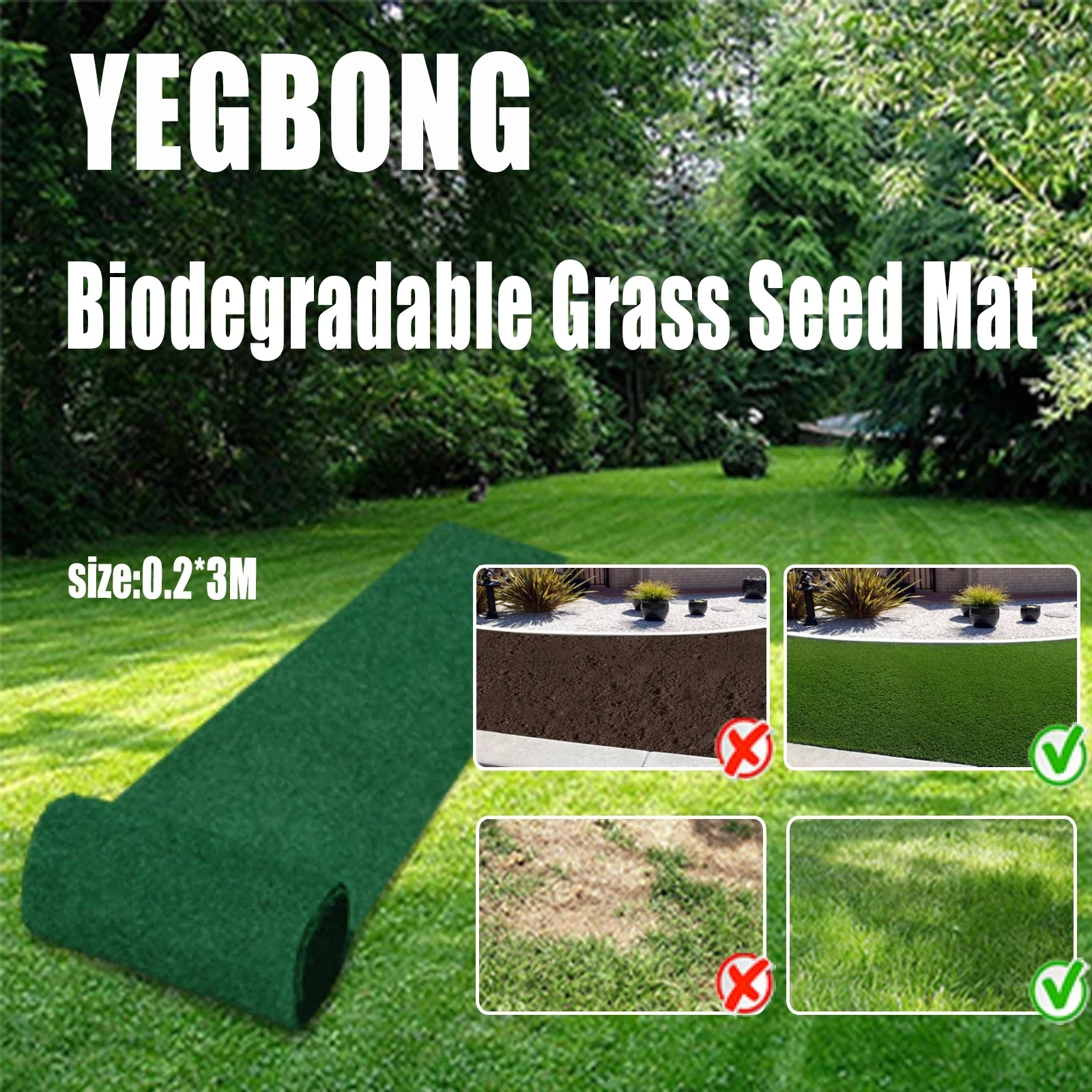 

Eco Non Woven Blanket Biodegradable Seed Mat Gardening Grass Rug Garden Decor