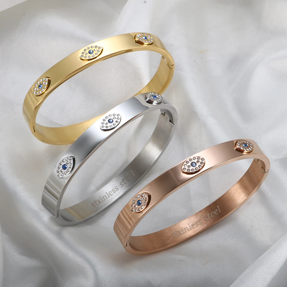 Новый модный браслет с голубыми глазами Роскошный Браслет-манжета кристаллами