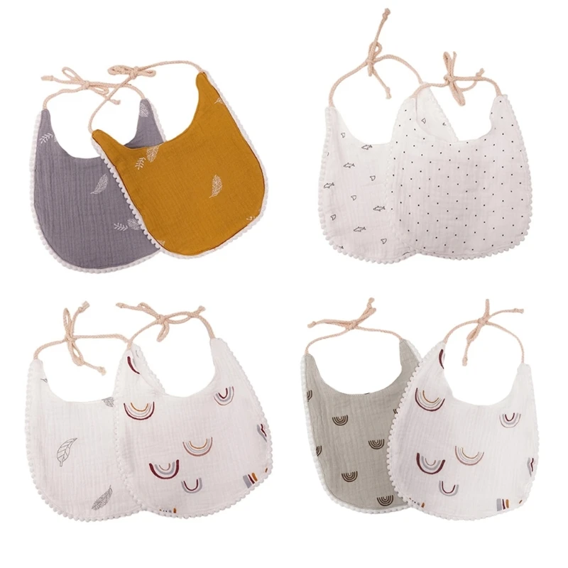 

2Pcs/Set Baby Feeding Drool Bib Double Sided Saliva Towel Soft Cotton Burp Cloth