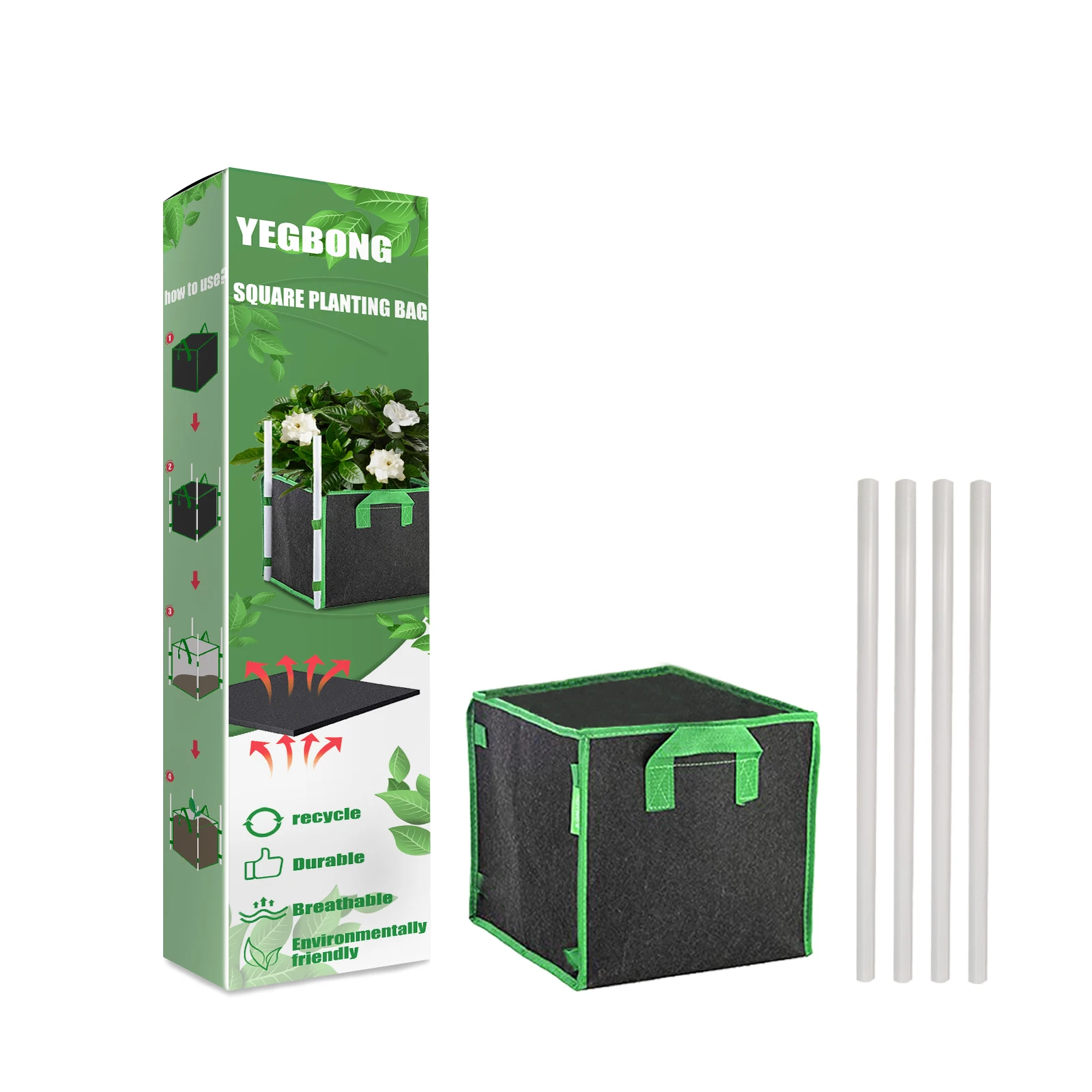 

Square Planting Bag Set with Handle Heavy-duty Thick Breathable Fabric Reusable Planting High-quality Cubes