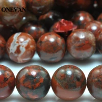 onevan natural red flame jasper beads 10mm smooth loose round stone bracelet necklace jewelry making diy accessories gift design