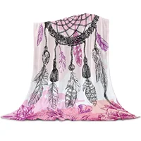 Dream Catcher Feather Flannel Throw Blankets for Sofa Beds Bedding Room Soft Fleece Blanket Bedspread Super Soft King Queen Size