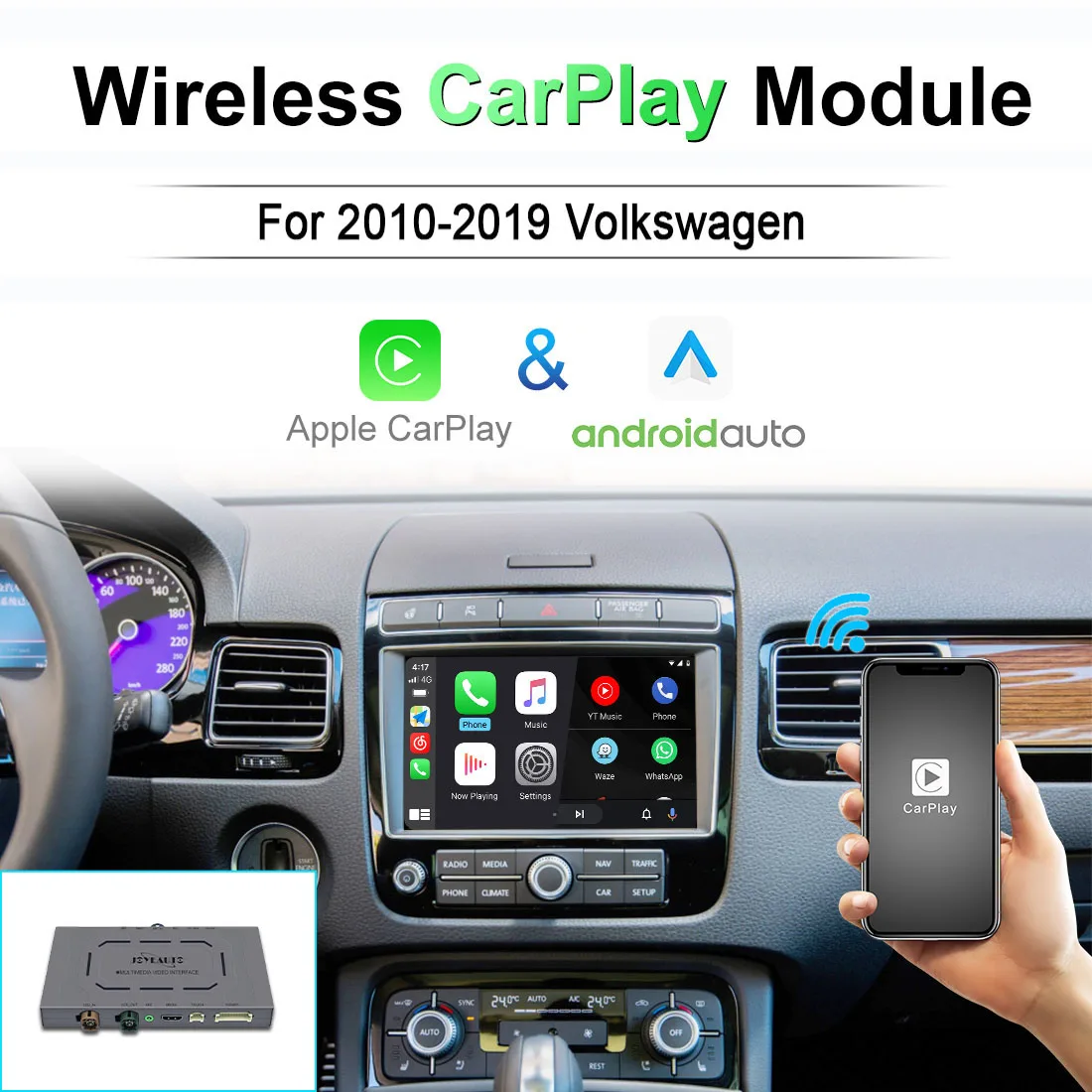 

Wireless Apple CarPlay for Volkswagen VW Polo Golf Touareg Tiguan Teramont Passat 2010-2019 Android Auto Module Video Interface
