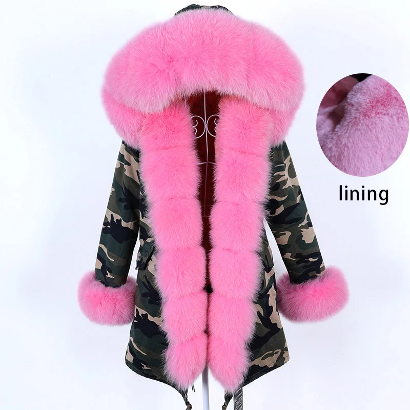 2022 Waterproof Parka Real Fur Coat Winter Jacket Women Natural Fox Fur Collar Hood Thick Warm Outerwear Streetwear Detachable