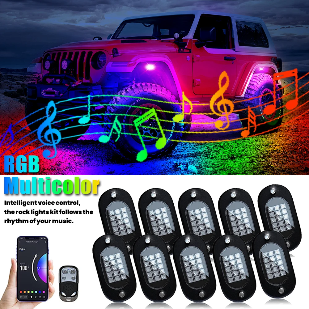 

RGB светодиодные рок-фонари Trail Rig Light неоновый подкорпус подсветка приложение дистанционное управление 12 В для Jeep внедорожного грузовика освещение шасси автомобиля