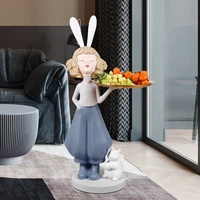 home decor cartoon girl large floor ornament accessory figurines for interior floor decoration of resin living room sculptures