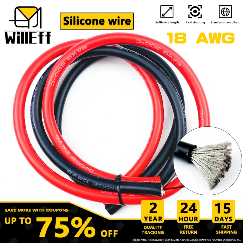 

18AWG 10m/Lot Silicone wire Electric cable Tinned Flexible Electronic Electrical Automotive Wiring 18 AWG 5M Red and 5M Black