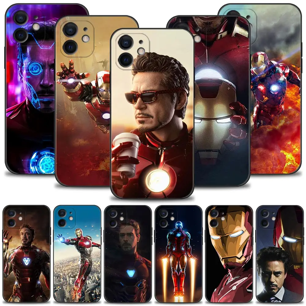 Silicone Case For Apple iPhone 14 13 12 11 Pro Max Mini XS Max XR X 7 8 6 6S Plus Cover Marvel Iron Man