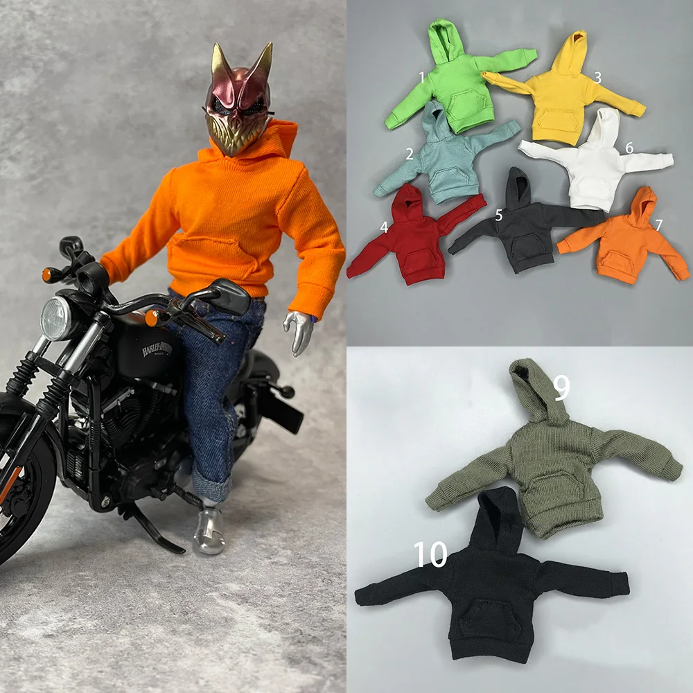 

1/12 Men/Women Soldier Hooded Blouse Long Sleeve Outwear Solid Color Sweatshirts Hoodies For 6'' Action Figure Body Model